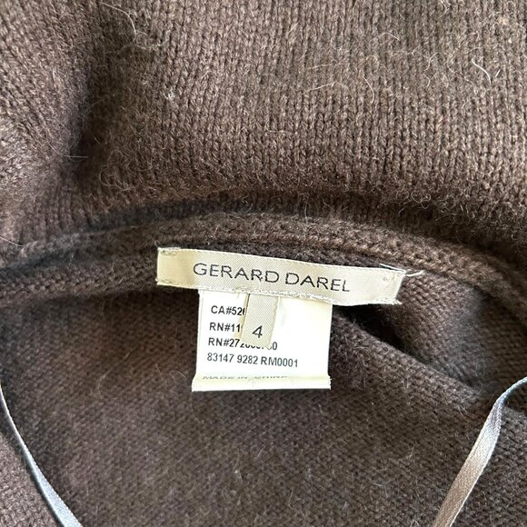 Gerard Darel Women's Size 4 Shawl Collar Cardigan Sweater Brown Wool - Picture 8 of 13